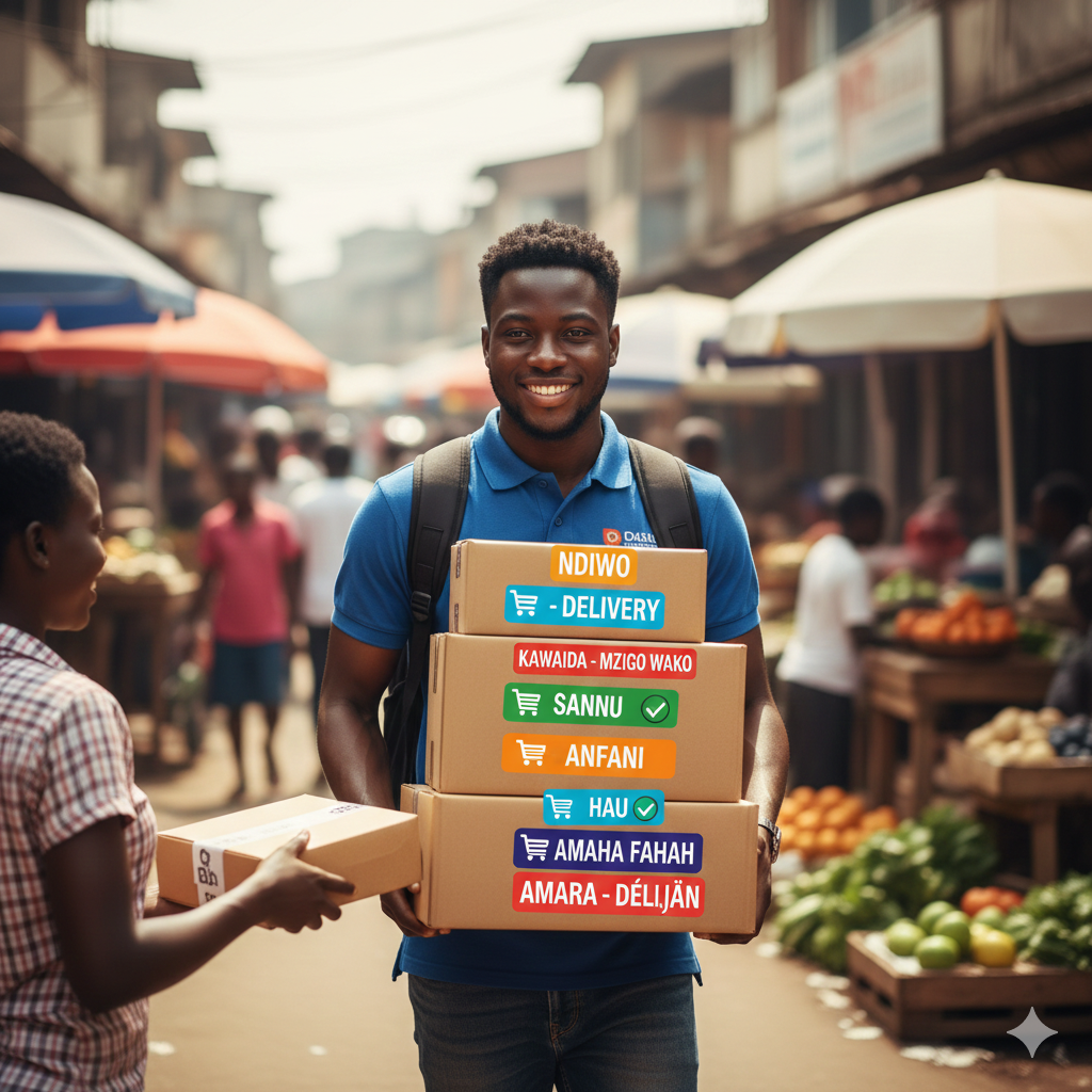 multilingual communication in delivery service.